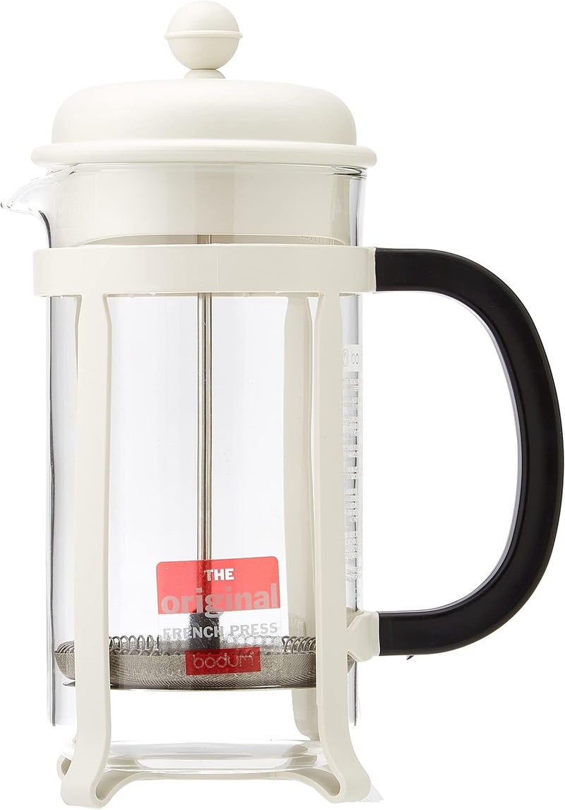 bodum Java French Press, Capacity 1L, 8 cups, White Color, Heat-Resistant Borosilicate Glass, Stainless Steel Plunger, Retro-Style Design, 1908-913 - Image 2