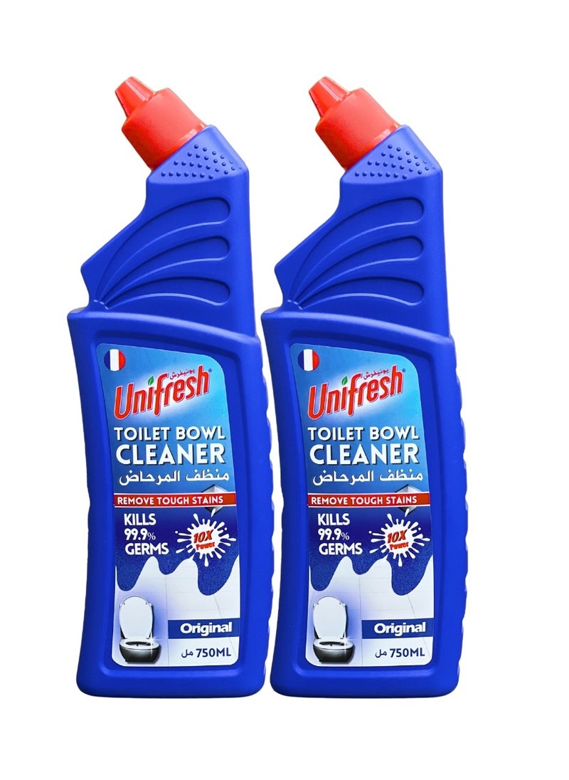 Unifresh Toilet Bowl Cleaner - 750ML (Pack of 2) | Powerful Stain Removal & Fresh Blue Fragrance | Disinfects & Deodorizes | Professional Cleaning for Bathroom & Toilet  - Image 1