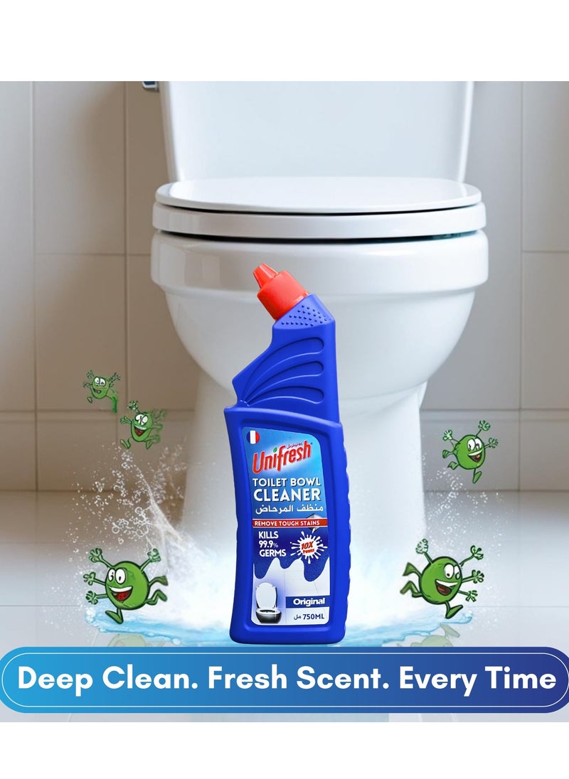 Unifresh Toilet Bowl Cleaner - 750ML (Pack of 2) | Powerful Stain Removal & Fresh Blue Fragrance | Disinfects & Deodorizes | Professional Cleaning for Bathroom & Toilet  - Image 3