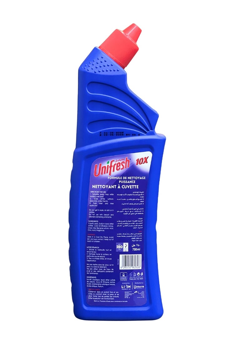 Unifresh Toilet Bowl Cleaner - 750ML (Pack of 2) | Powerful Stain Removal & Fresh Blue Fragrance | Disinfects & Deodorizes | Professional Cleaning for Bathroom & Toilet  - Image 2