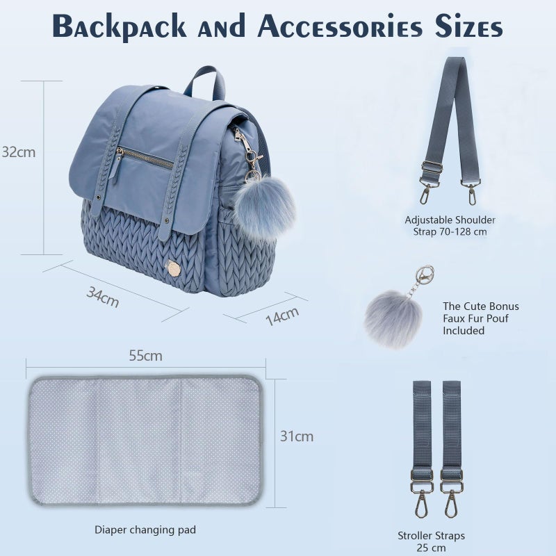 SEWBOO Diaper Bag BackPack Large Capacity Travel Mommy Bag Waterproof and Stylish with Changing Pad Baby Bag for Women and Girls - Image 4