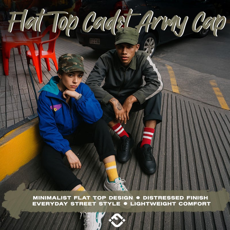 Funky Junque Distressed Military Hat â€“ Newsboy Hats for Women, Short Brim Army Baseball Cap, Womens Cadet Hat Trendy Style - Olive - Image 2