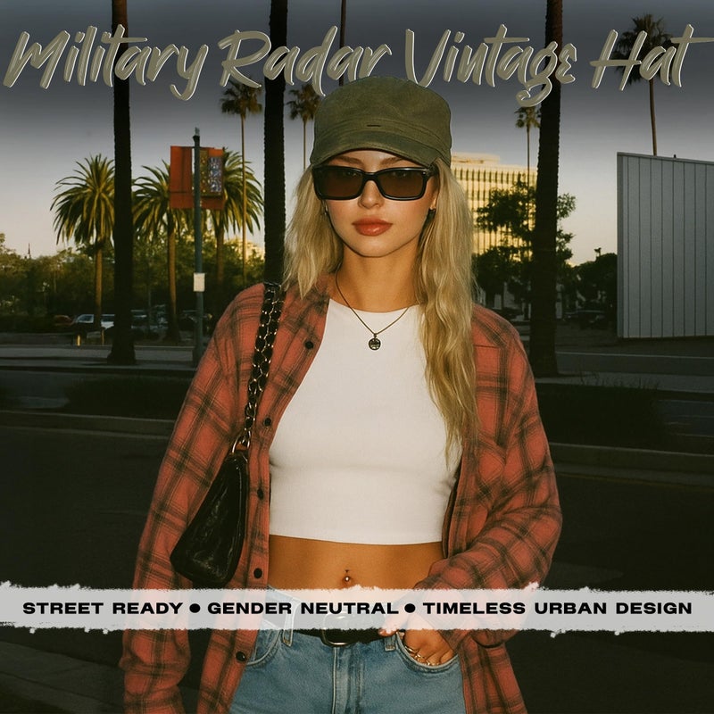 Funky Junque Distressed Military Hat â€“ Newsboy Hats for Women, Short Brim Army Baseball Cap, Womens Cadet Hat Trendy Style - Olive - Image 4