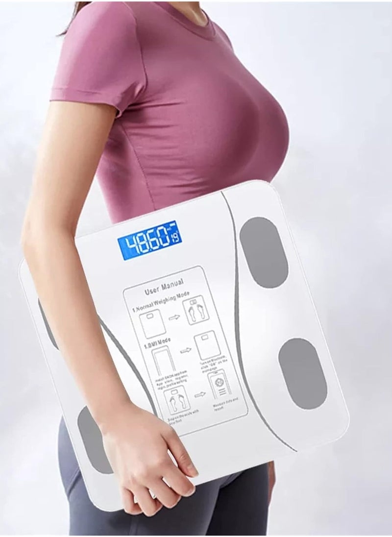 Generic - Digital scale Smart Weighing Scale Bluetooth-compatible Electronic Intelligent Weight Loss Body Fat Scale Balances (Color : White) - Image 1