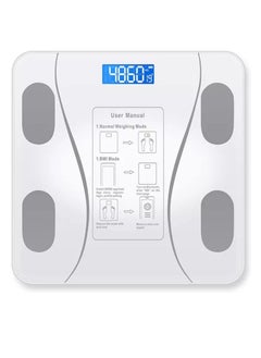 Digital scale Smart Weighing Scale Bluetooth-compatible Electronic Intelligent Weight Loss Body Fat Scale Balances (Color : White)