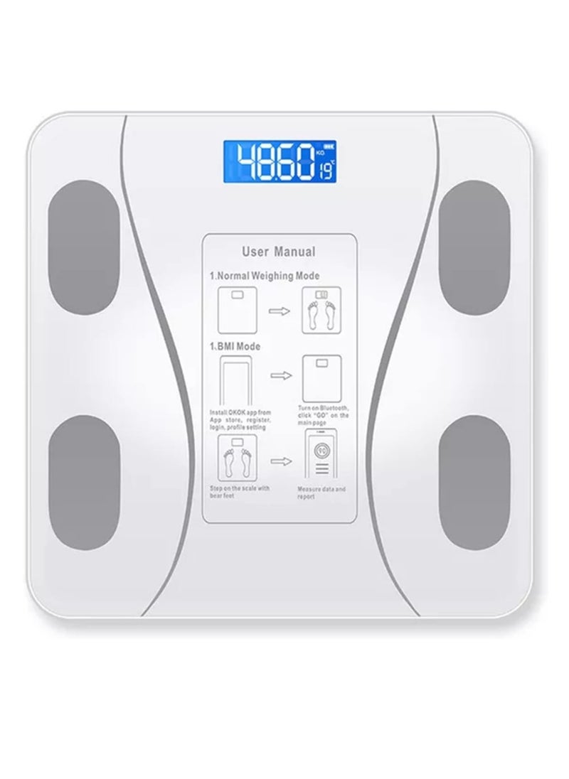Generic - Digital scale Smart Weighing Scale Bluetooth-compatible Electronic Intelligent Weight Loss Body Fat Scale Balances (Color : White) - Image 1