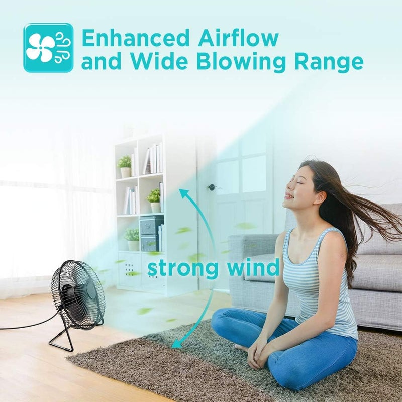 EasyAcc 9 Inch USB Desk Fan Ultra-quiet USB Powered 360° Rotation Desktop Fan with Metal Frame, Portable Personal Cooling Fan with 2 Speed for Home Office (USB POWERED ONLY) - Image 5