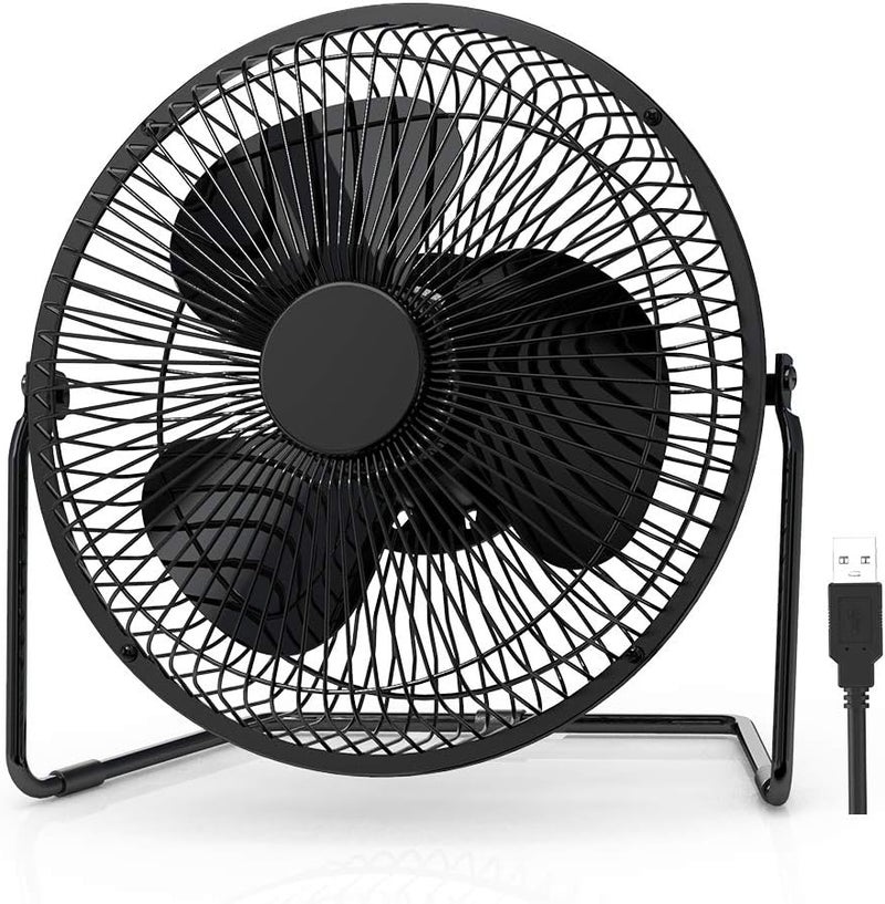 EasyAcc 9 Inch USB Desk Fan Ultra-quiet USB Powered 360° Rotation Desktop Fan with Metal Frame, Portable Personal Cooling Fan with 2 Speed for Home Office (USB POWERED ONLY) - Image 1