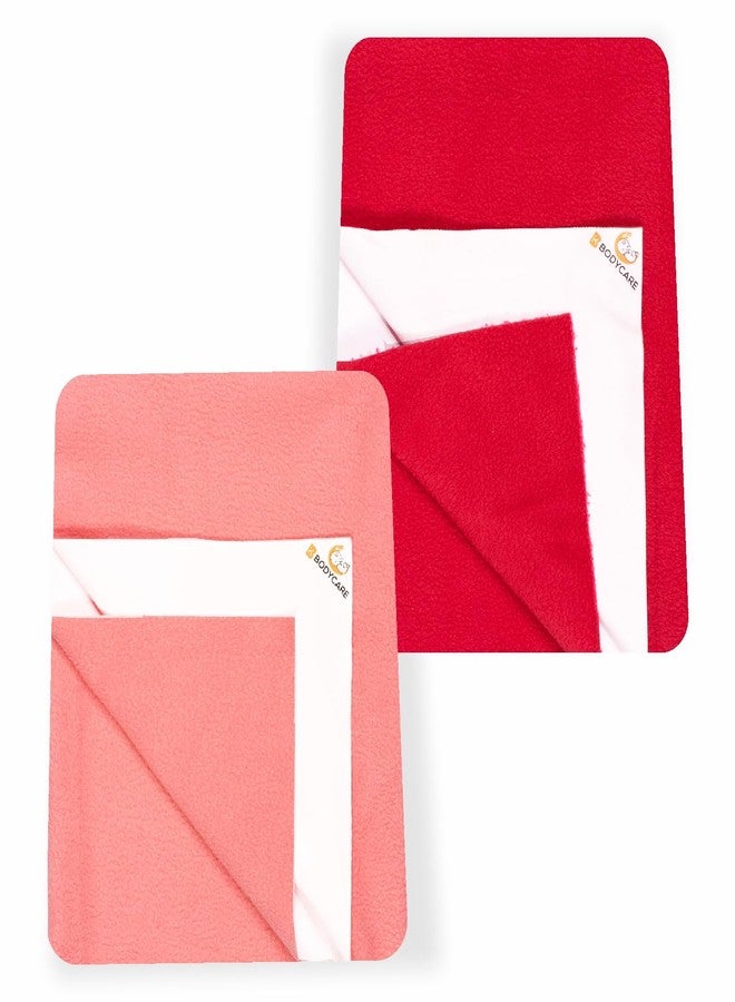Bodycare Baby Dry Sheet Waterproof Bed Protector | Extra Absorbent | Anti - Bacterial & Odour Free Washable Gifts Pack, Pack of 2 Coral Candy & Red 70 X 100 CM - Image 1