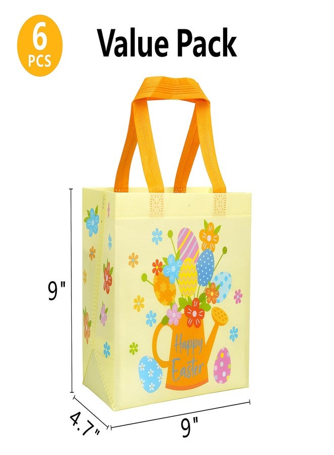SUNCOLOR Easter Gift Bags, 6 Pack Non-Woven Tote Bags with Bunny Design, 9x9x4.7 Inch, Reusable Party Supplies for Kids Egg Hunt Games - Image 3