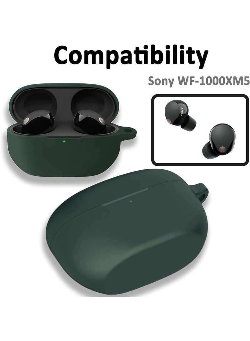 Silicone Cover Case Compatible with Sony WF-1000XM5 – Soft Silicone Shockproof Protective Case with Keychain, Durable Anti-Scratch Portable Cover for Sony WF-1000XM5 (Green) - Image 3