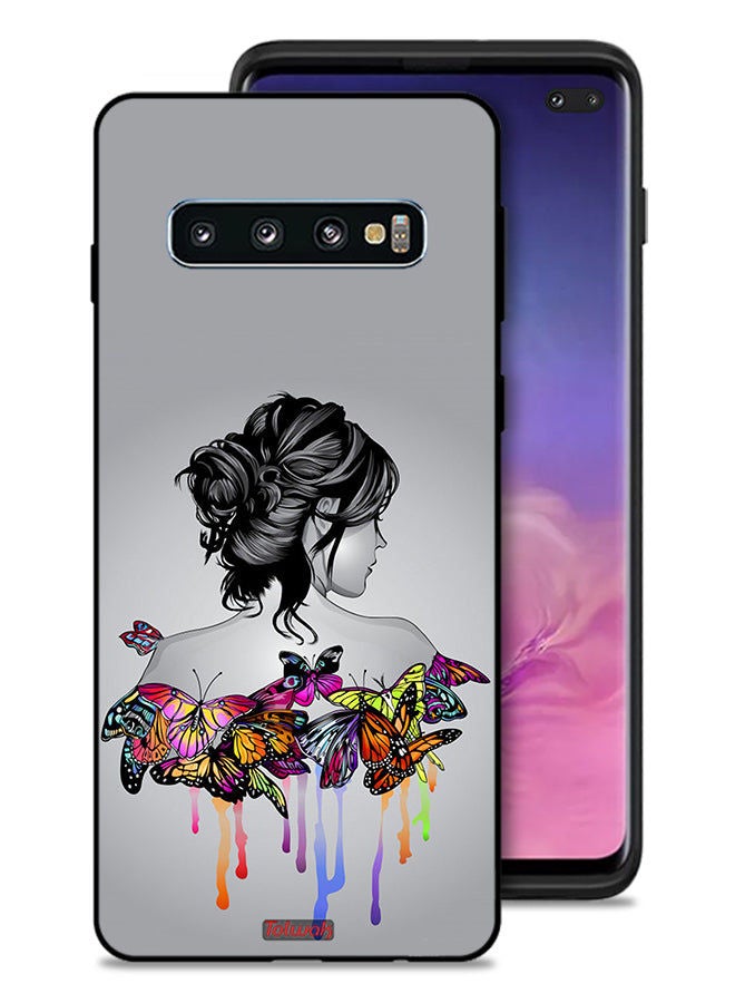 Tolwak غطاء حماية لهاتف سامسونج جالكسي S10 بلس برسومات فراشات وفتاة فنية تجريدية - Image 1