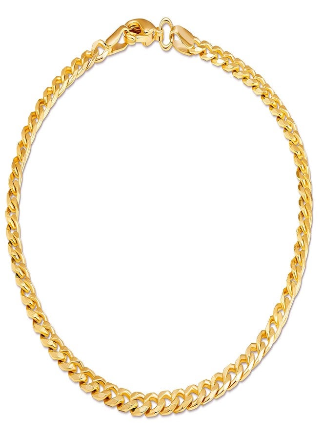 Barzel 18K Gold Plated Curb/Cuban Link Chain Bracelet - Made In Brazil (4MM, 8 Inches) - Image 1