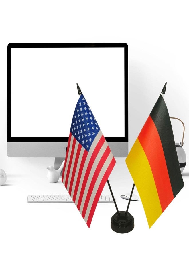 Zigvert US American & Germany Friendship Table Flag, German USA Desk Flag, German Flags For Room Display,American & German Twin Desk Flag Set-Miniature American & German Combination Flag - Image 4