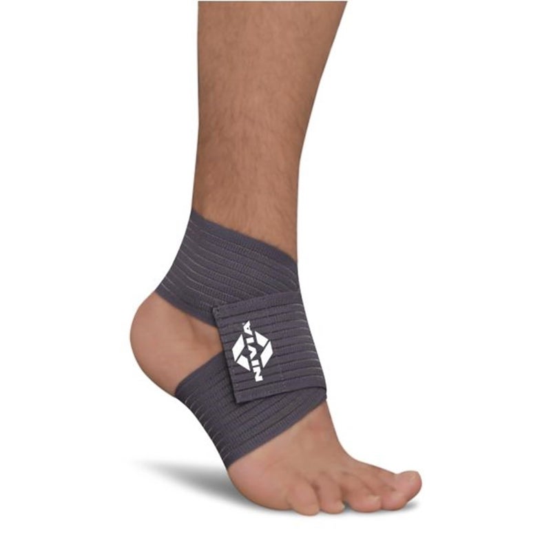 Nivia Compression Ankle Wraps with Velcro, Ankle Sleeves, Braces or Wraps, For Compression & Circulation, Free Size& Grey Color, Used for All kind of impact Sports - Image 1