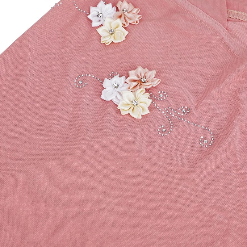 Ylucky Girls Muslim Hijab Floral Lace Head Scarf Kids Islamic Arab Scarf Shawls Head Wrap with Flowers - Image 4