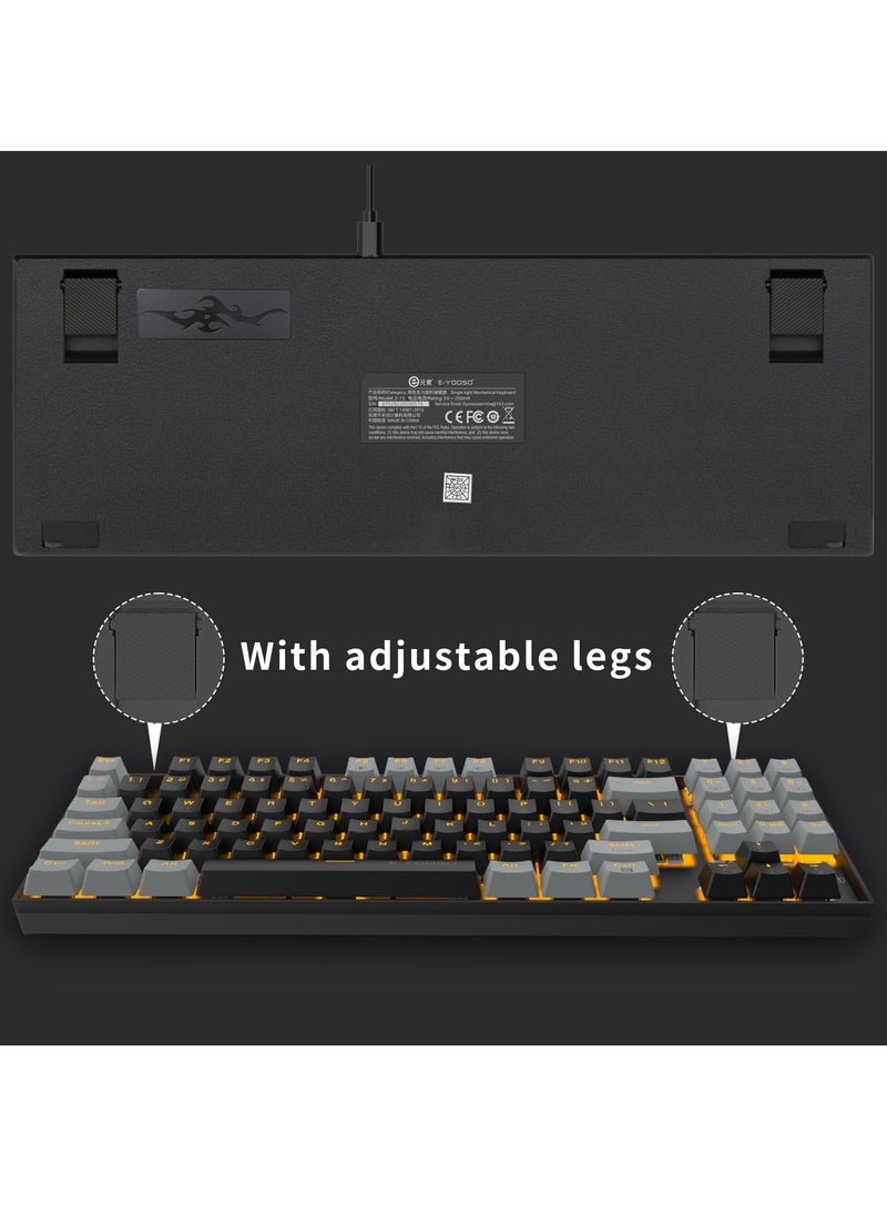 Z-13 89 Keys Gaming Keyboard,80% Wired Compact Brown Switch Mechanical Keyboard with Yellow Backlit and Number Pad for Windows/Mac/Laptop/PC - pzsku/ZA34B7C53A6F54309ED33Z/45/_/1697093846/69960b51-678c-47cb-96ca-fcc70daded2e