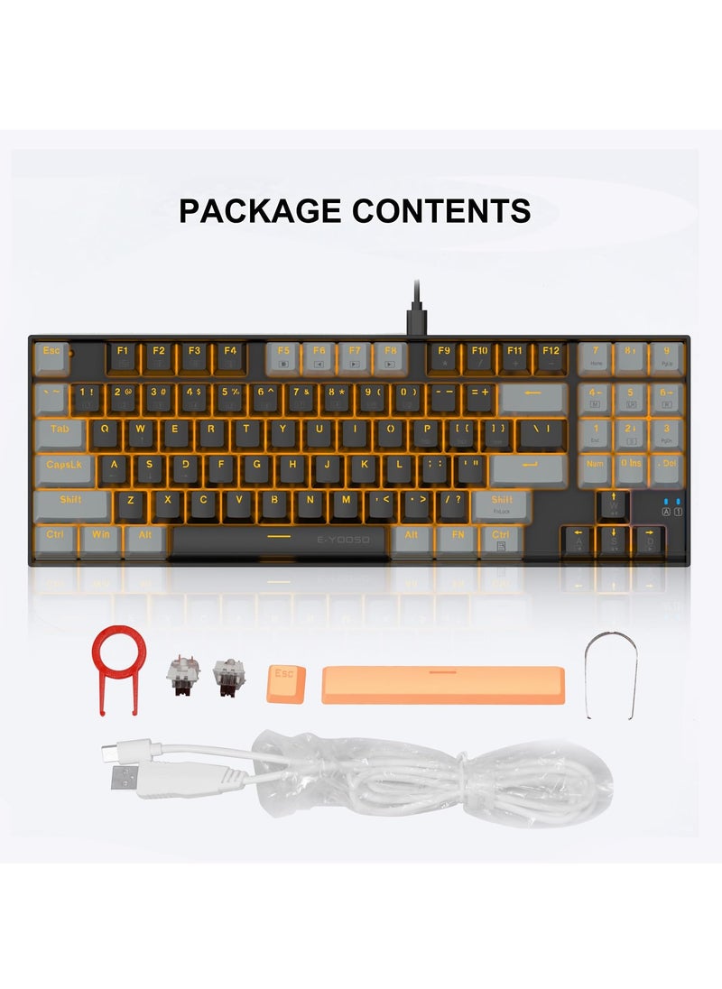 Z-13 89 Keys Gaming Keyboard,80% Wired Compact Brown Switch Mechanical Keyboard with Yellow Backlit and Number Pad for Windows/Mac/Laptop/PC - pzsku/ZA34B7C53A6F54309ED33Z/45/_/1697093846/a4c6aa98-a44f-4892-9948-aaea09053739