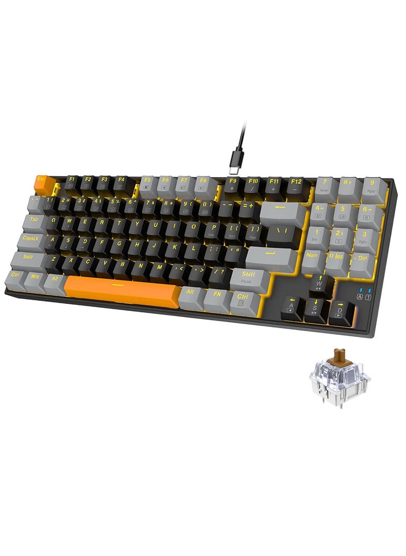 Z-13 89 Keys Gaming Keyboard,80% Wired Compact Brown Switch Mechanical Keyboard with Yellow Backlit and Number Pad for Windows/Mac/Laptop/PC - pzsku/ZA34B7C53A6F54309ED33Z/45/_/1723015697/a7c30f6a-6058-48ad-8ad1-9c44ed2ee00e