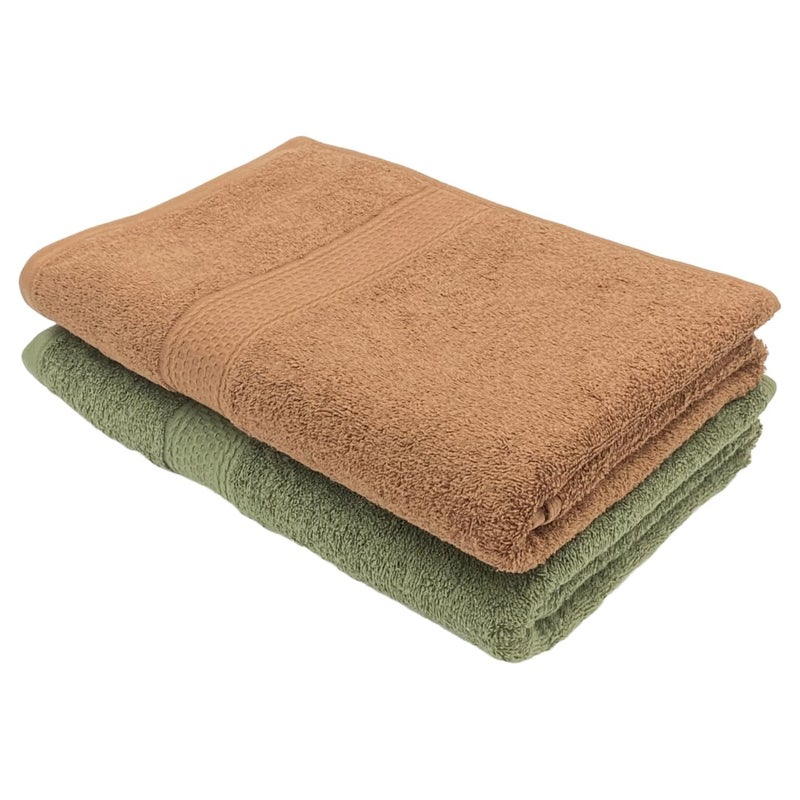 PatPug 100 Indian Ultra Soft Cotton 450 GSM Towel for Bath 140x70 cm Large Bath Towel Highly Absorbent Quick Drying Durable Towel for Men Women Kids Coffee Brown and Olive Green - Image 1
