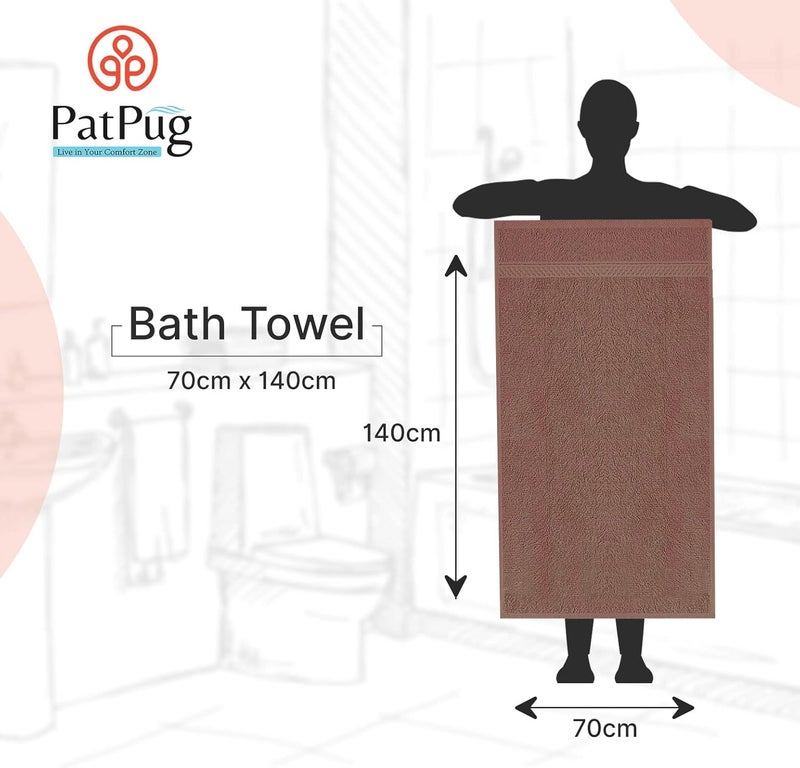 PatPug 100 Indian Ultra Soft Cotton 450 GSM Towel for Bath 140x70 cm Large Bath Towel Highly Absorbent Quick Drying Durable Towel for Men Women Kids Coffee Brown and Olive Green - Image 4