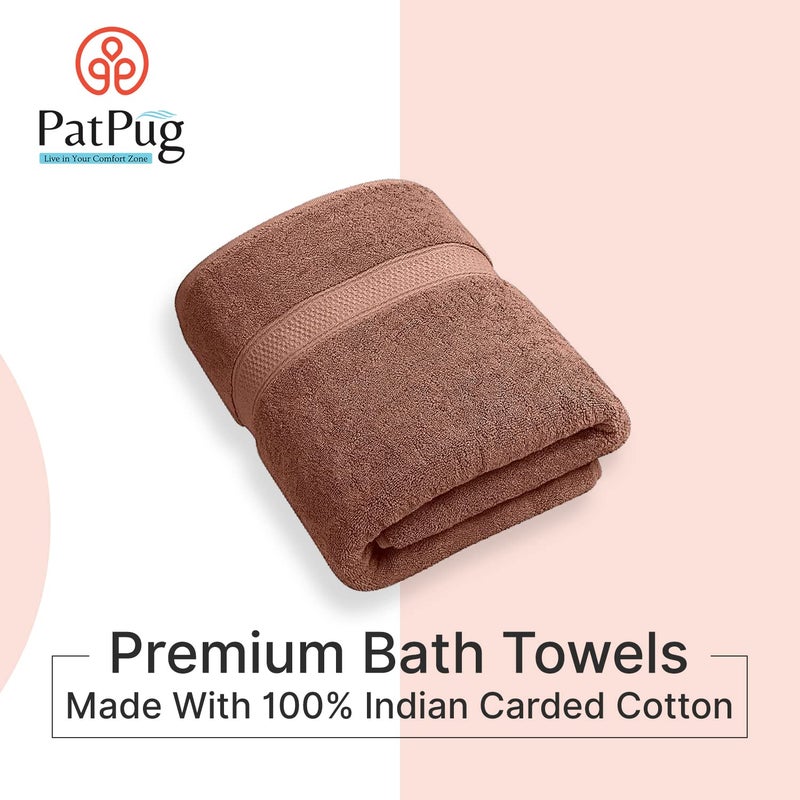 PatPug 100 Indian Ultra Soft Cotton 450 GSM Towel for Bath 140x70 cm Large Bath Towel Highly Absorbent Quick Drying Durable Towel for Men Women Kids Coffee Brown and Olive Green - Image 3