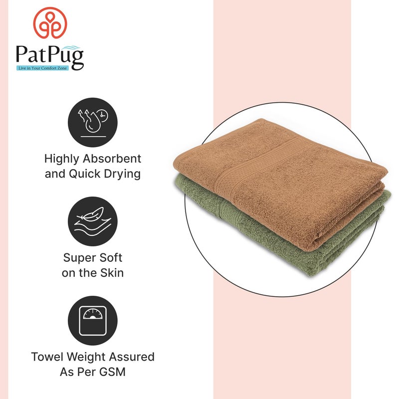 PatPug 100 Indian Ultra Soft Cotton 450 GSM Towel for Bath 140x70 cm Large Bath Towel Highly Absorbent Quick Drying Durable Towel for Men Women Kids Coffee Brown and Olive Green - Image 5