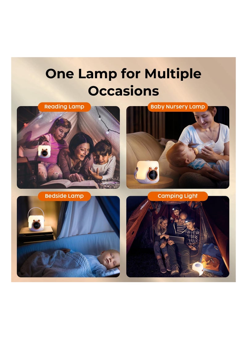Captaintech Cute Portable Kids Night Light with Clock LED Table Lamp Ideal for Nursery Camping and Breastfeeding Gift Purple  - Image 3