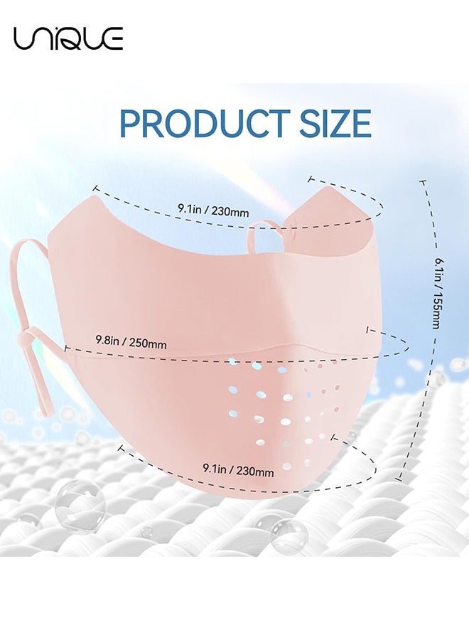 Unique 5 Pcs Breathable Ice Silk Face Masks Set - UV Face Mask - Sun Protection - Sports Face Mask - Breathable Mesh Face Cover - Dust Proof Sun Protection Fabric Face Covering - Washable, Reusable - for Running Fishing Golf Sports Face Shield (Black/Pink/Blue/Light Grey/Dark Grey) - Image 2