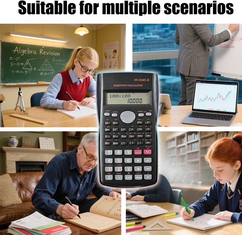 KK-82MS-D Portable Scientific Calculator Engineering Scientific Functional Calculator with 240 Functions Two-Line Display for Back to School Supplies Students Teachers Business Office Home(Black) - Image 5