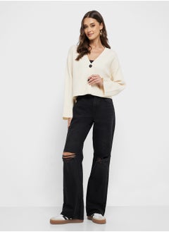 ONLY Mid Rise Ripped Detail Jeans  - Image 4