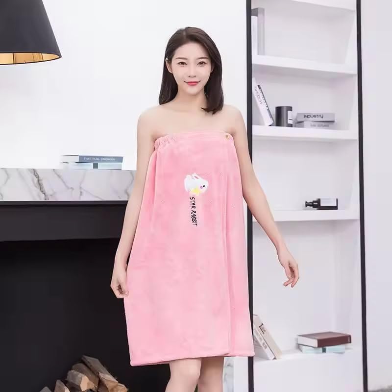 Kruvis Kruvis Women's Wearable Bath Towel Set - Quick-Drying, Absorbent, Non-Cotton Lint-Free Bath Skirt & Hair-Drying Cap | Tube Top Bathrobe for Home & Spa - Image 3