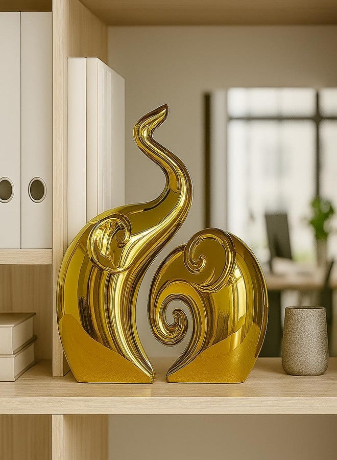 Xtore Beautiful Golden Elephant Couple for Home Decor (Pack of 2, Golden) - Image 5