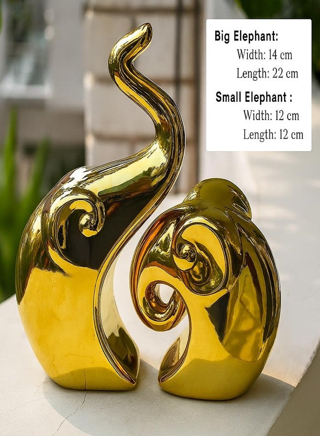 Xtore Beautiful Golden Elephant Couple for Home Decor (Pack of 2, Golden) - Image 4