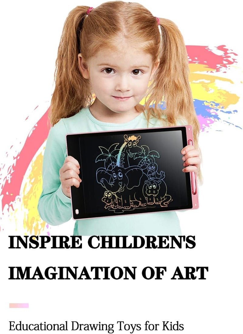 CERLINK لوحة كتابة LCD بحجم 12 بوصة مع قلم ستايلس، شاشة إلكترونية ملونة سحرية، لوحة رسم للأطفال والبالغين - متعددة الألوان - Image 2