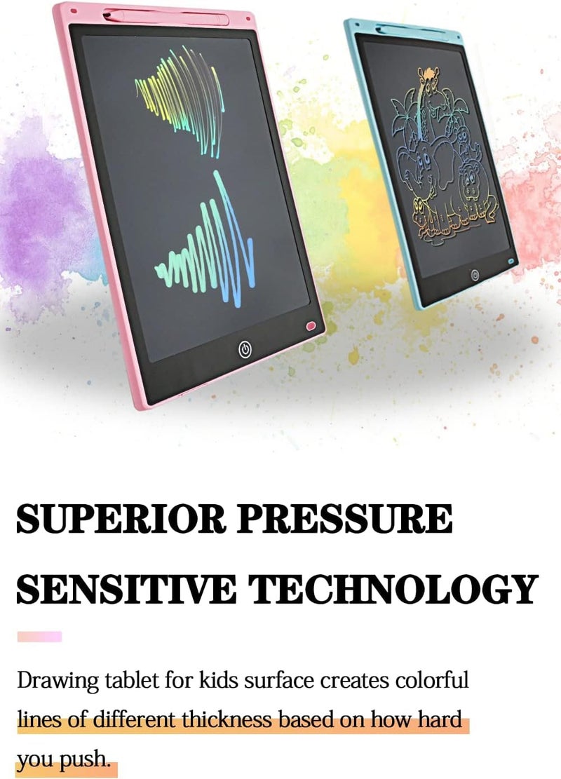 CERLINK لوحة كتابة LCD بحجم 12 بوصة مع قلم ستايلس، شاشة إلكترونية ملونة سحرية، لوحة رسم للأطفال والبالغين - متعددة الألوان - Image 4