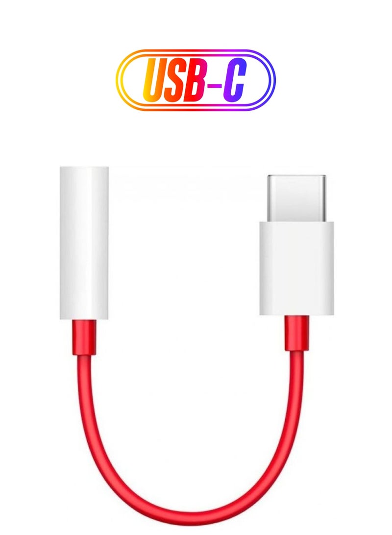 OnePlus Type-C To 3.5mm Aux Audio Cable Adapter Red/Silver/White - Image 1