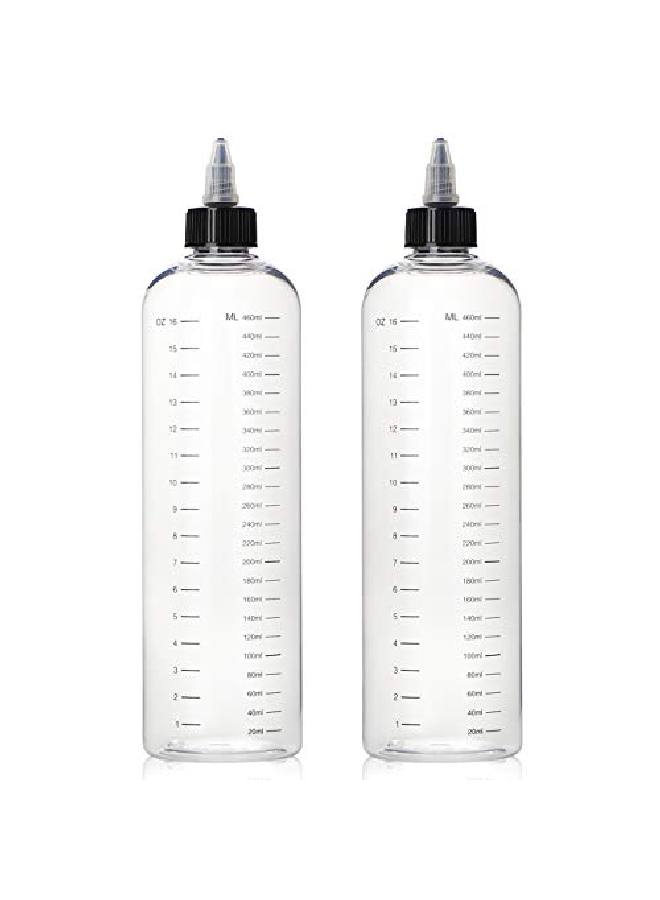 Segbeauty 16.9Oz Hair Dye Bottles Measured Twiston Top Tip Cap Hair Color Squeeze Bottle With Ratio Graduated Scale 2Pcs 500Ml Refillable Empty Hair Color Applicator Bottle Dyeing Tool Transparent - Image 2
