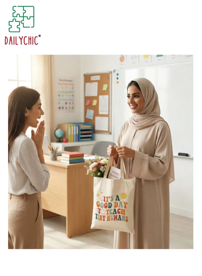 DAILYCHIC Teacher Appreciation Gifts,Canvas Tote Bag for Women Men,Thank You Teacher Gifts for Graduation Techers Day, Canvas Tote Bag Aesthetic Reusable Grocery Bag - Image 5