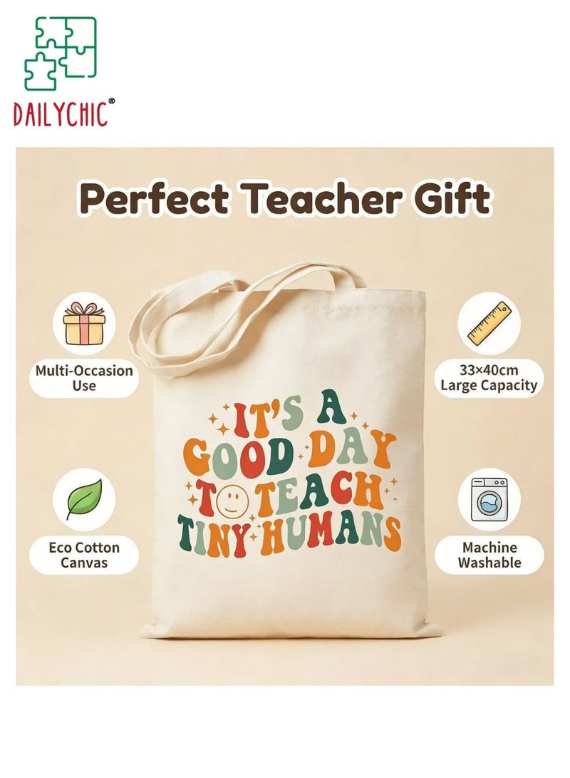 DAILYCHIC Teacher Appreciation Gifts,Canvas Tote Bag for Women Men,Thank You Teacher Gifts for Graduation Techers Day, Canvas Tote Bag Aesthetic Reusable Grocery Bag - Image 2