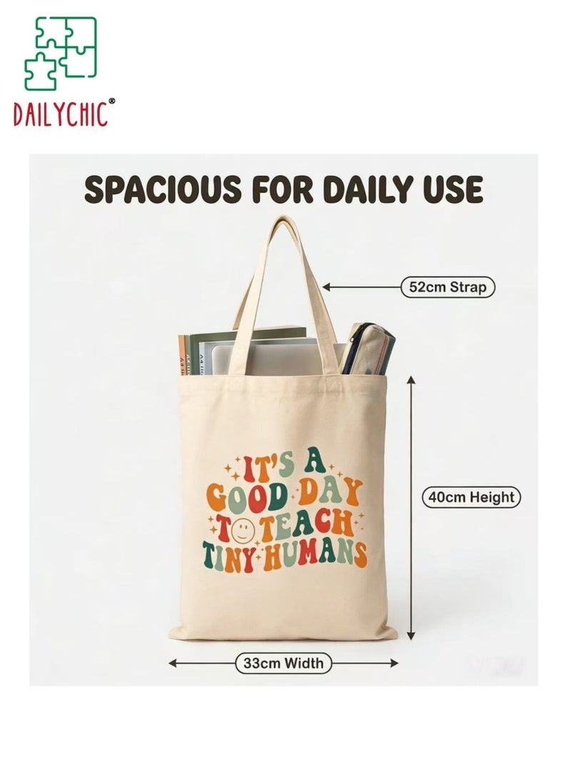 DAILYCHIC Teacher Appreciation Gifts,Canvas Tote Bag for Women Men,Thank You Teacher Gifts for Graduation Techers Day, Canvas Tote Bag Aesthetic Reusable Grocery Bag - Image 3