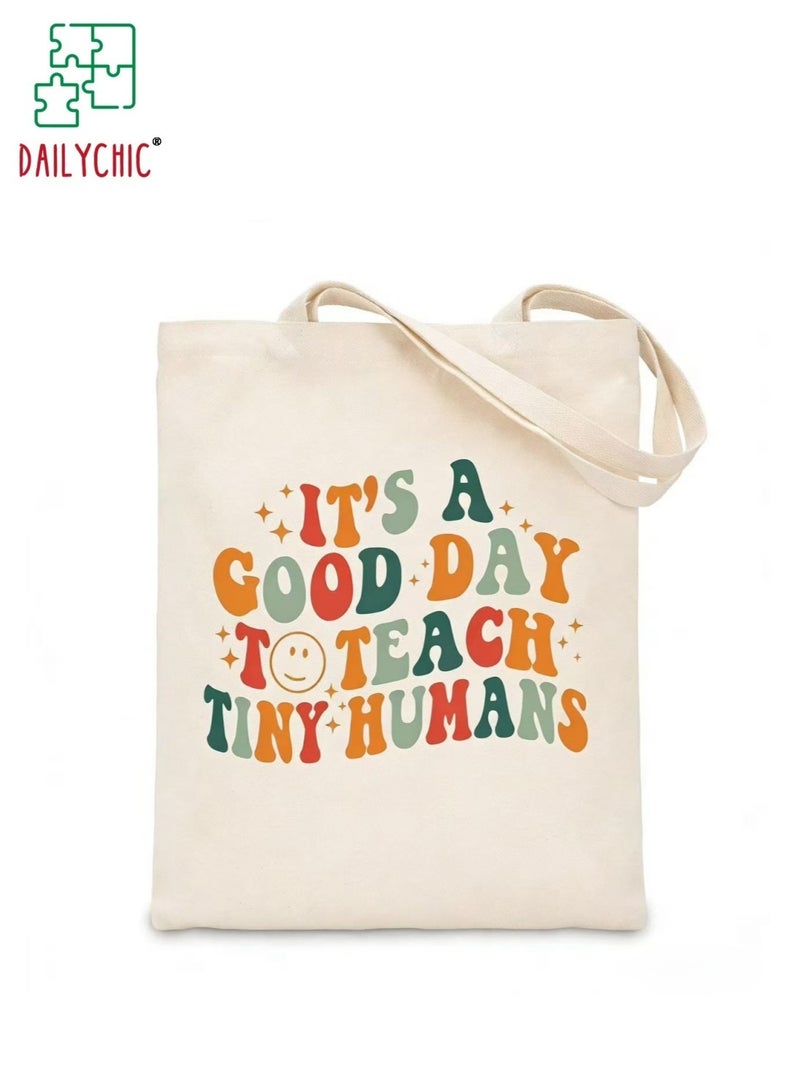 DAILYCHIC Teacher Appreciation Gifts,Canvas Tote Bag for Women Men,Thank You Teacher Gifts for Graduation Techers Day, Canvas Tote Bag Aesthetic Reusable Grocery Bag - Image 1