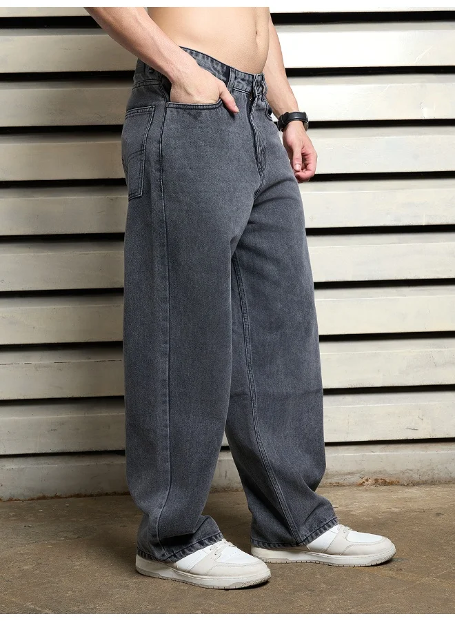 HIGH STAR Men's Black Baggy Loose Fit Jeans - Comfortable and Trendy