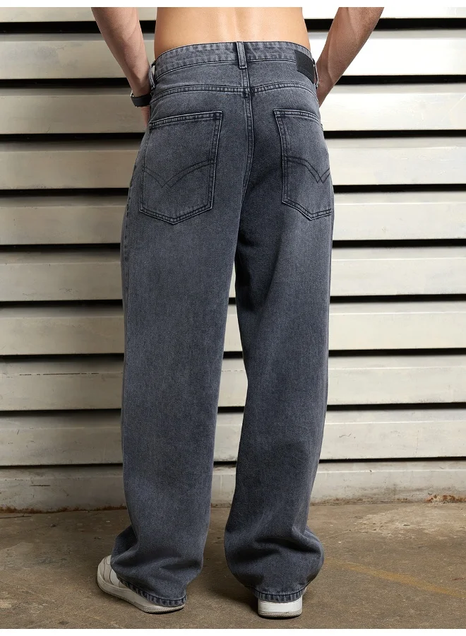 HIGH STAR Men's Black Baggy Loose Fit Jeans - Comfortable and Trendy