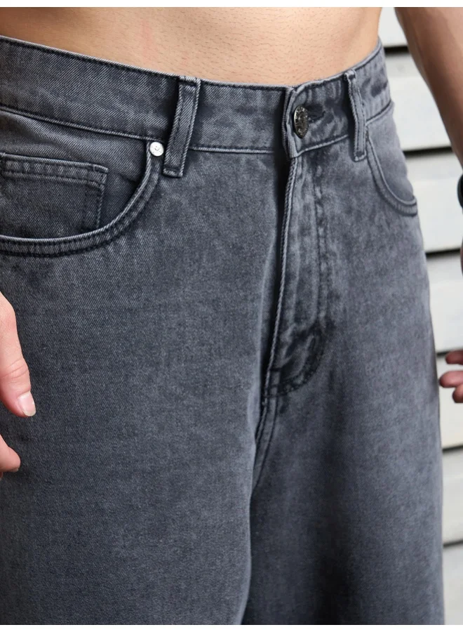 HIGH STAR Men's Black Baggy Loose Fit Jeans - Comfortable and Trendy