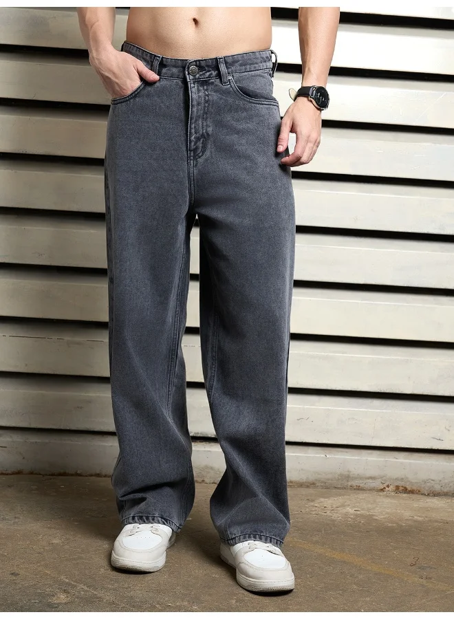 HIGH STAR Men's Black Baggy Loose Fit Jeans - Comfortable and Trendy