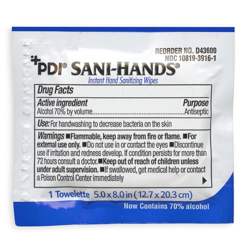 PDI Sani-Hands Hand Sanitizer Wipes 100 Packets Per Box - Image 5