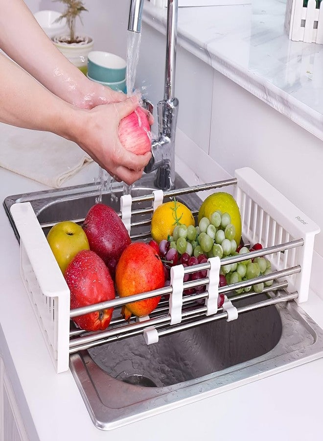 SEYROLIN Stainless Steel Retractable Kitchen Dish Drainer & Drying Rack | Adjustable Dish Drainer Basket for Kitchen Vegetable & Fruits Washing Organizer | Expandable Up to 50cm | Rack Sink Basket. - Image 5