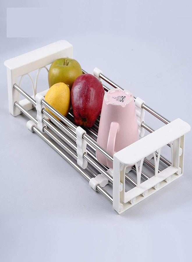SEYROLIN Stainless Steel Retractable Kitchen Dish Drainer & Drying Rack | Adjustable Dish Drainer Basket for Kitchen Vegetable & Fruits Washing Organizer | Expandable Up to 50cm | Rack Sink Basket. - Image 1