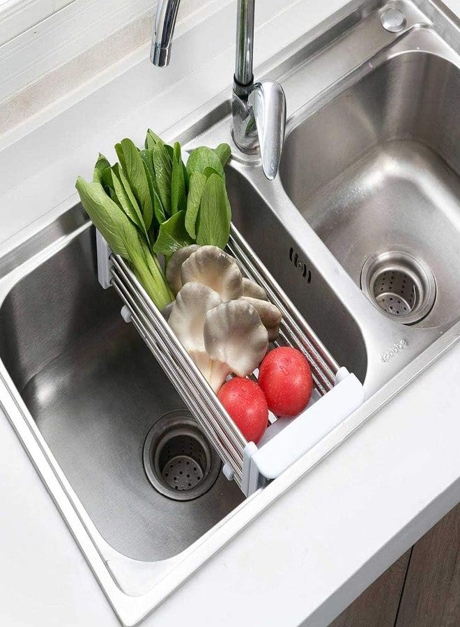 SEYROLIN Stainless Steel Retractable Kitchen Dish Drainer & Drying Rack | Adjustable Dish Drainer Basket for Kitchen Vegetable & Fruits Washing Organizer | Expandable Up to 50cm | Rack Sink Basket. - Image 2
